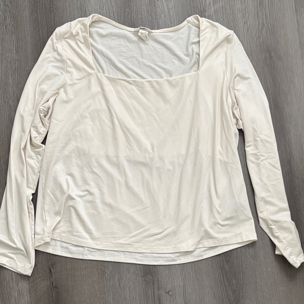 H&M Cream Long Sleeve Sweater Tee